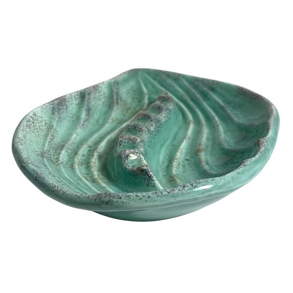 VTG Glazed Ceramic Leaf-Shaped Soap Dish Trinket Holder Ashtray MCM No Chips - Picture 5 of 7